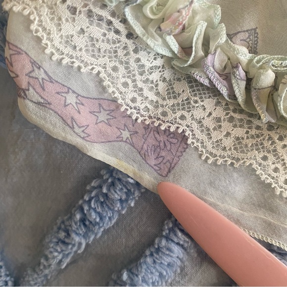 🎈SOLD 🎈Dolce & Gabbana Vintage Tank Top Baby Doll Top D & G Light Green Pink - Picture 14 of 16